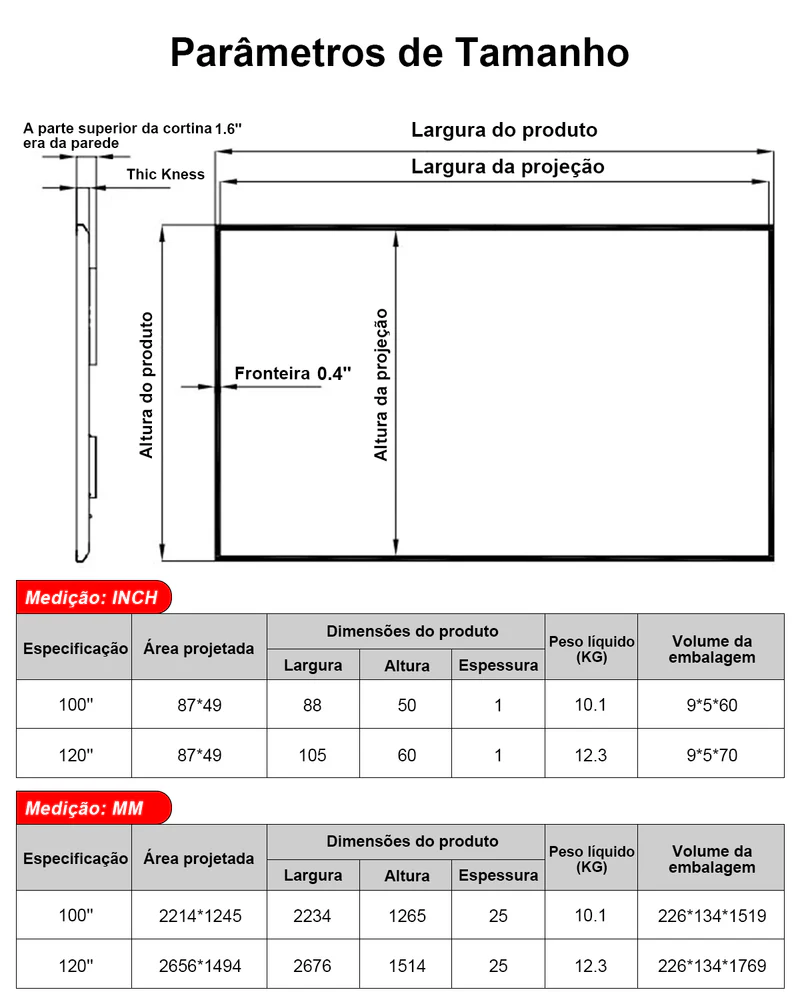 Tela fixa de Projeção ALR 120" Black Series ALR CLR - Imagem 7