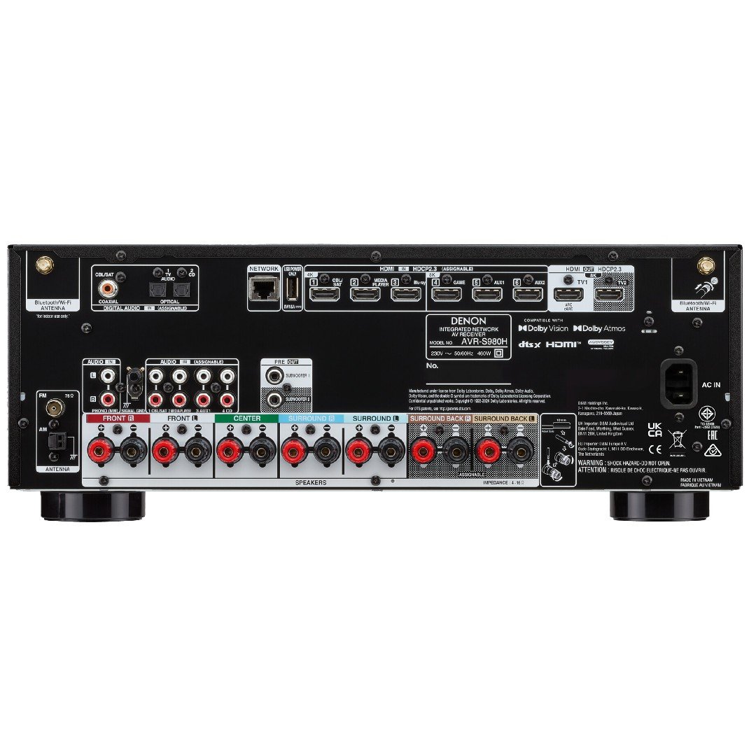 Receiver Denon AVR-S980H 7.2 Canais 8K Dolby Atmos, DTS:X, HEOS e HDMI 2.1 -110v - Imagem 3